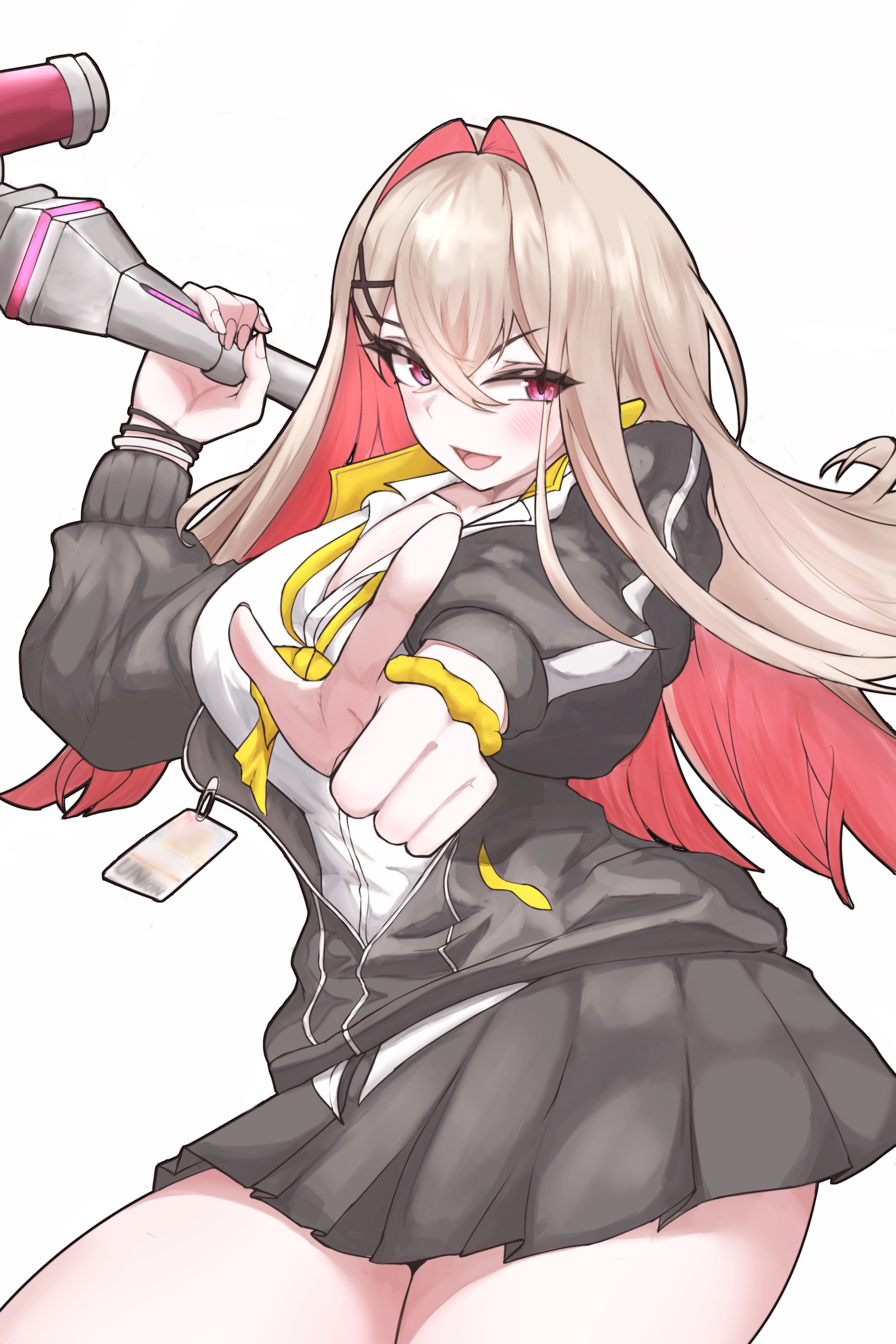 stainlesspanty, yoon ria (closers), closers, absurdres, highres, 1girl, breasts, purple eyes, red eyes