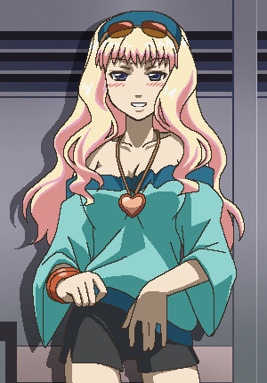 awa, sheryl nome, macross, macross frontier, lowres, 00s, blonde hair, blue eyes, breasts, cleavage, heart, heart necklace, jaggy lines, jewelry, long hair, necklace, oekaki, solo