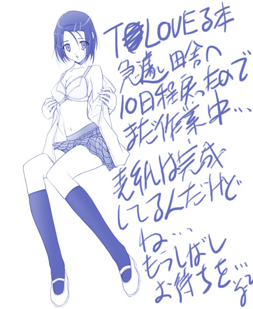 soyosoyo, sairenji haruna, to love-ru, 00s, bra, lingerie, monochrome, school uniform, serafuku, solo, underwear, undressing