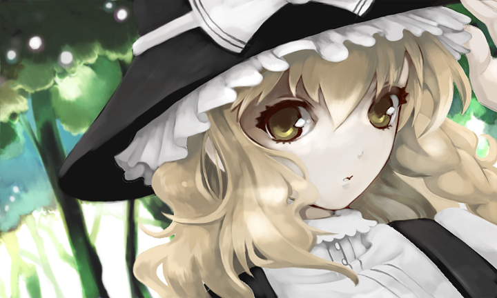 amri, amripo, kirisame marisa, touhou, bad id, bad pixiv id, 1girl, blonde hair, female focus, hat, long hair, ribbon, solo