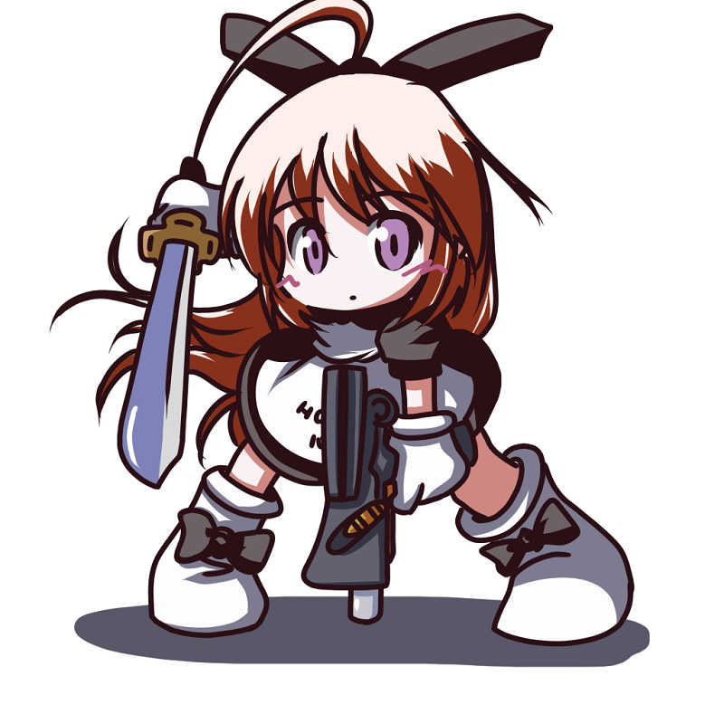 fictional sister, hoihoi-san, ichigeki sacchuu!! hoihoi-san, chibi, gun, sword, weapon