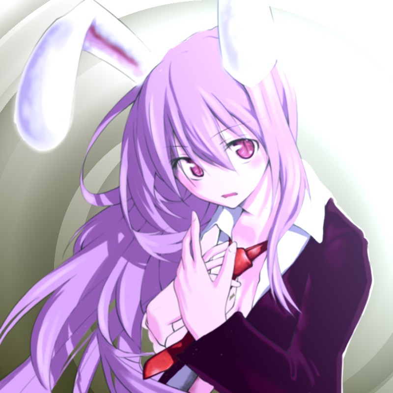 ssi, testament (artist), reisen udongein inaba, touhou, 1girl, animal ears, female focus, gradient background, long hair, purple hair, rabbit ears, solo, upper body