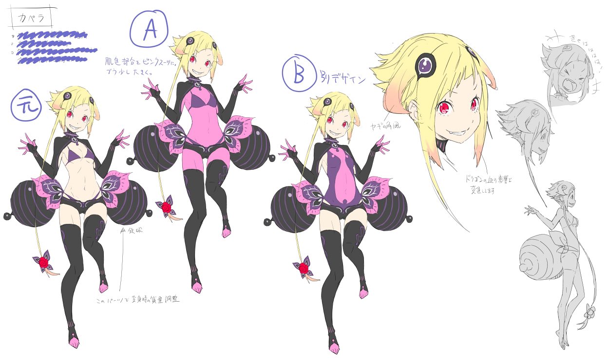 ootsuka shin'ichirou, capella emerada lugnica, re:zero kara hajimeru isekai seikatsu, official art, 1girl, bikini, black thighhighs, blonde hair, breasts, flesh storage bulbs, full body, hair ornament, looking at viewer, navel, short hair, shorts, simple background, smile, solo, swimsuit, thighhighs, white background