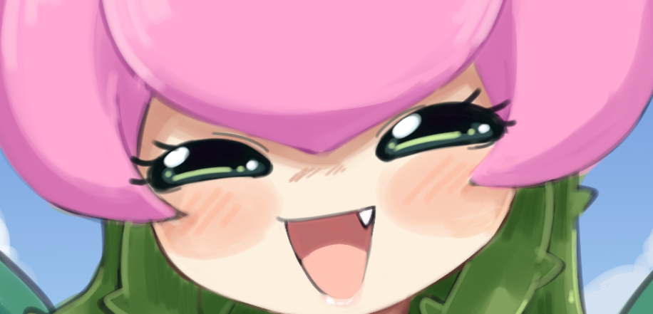 polygonheart, lilimon, digimon, blush, digimon (creature), fang, flower, monster girl, petals, plant girl, smile