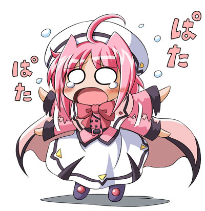 d.a, caro ru lushe, lyrical nanoha, mahou shoujo lyrical nanoha, mahou shoujo lyrical nanoha strikers, lowres, 00s, 1girl, bow, chibi, female focus, pink bow, solo, tears