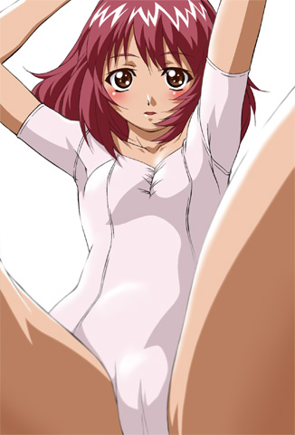 sawa jaaji, naegino sora, kaleido star, lowres, blush, brown eyes, cameltoe, leotard, red hair