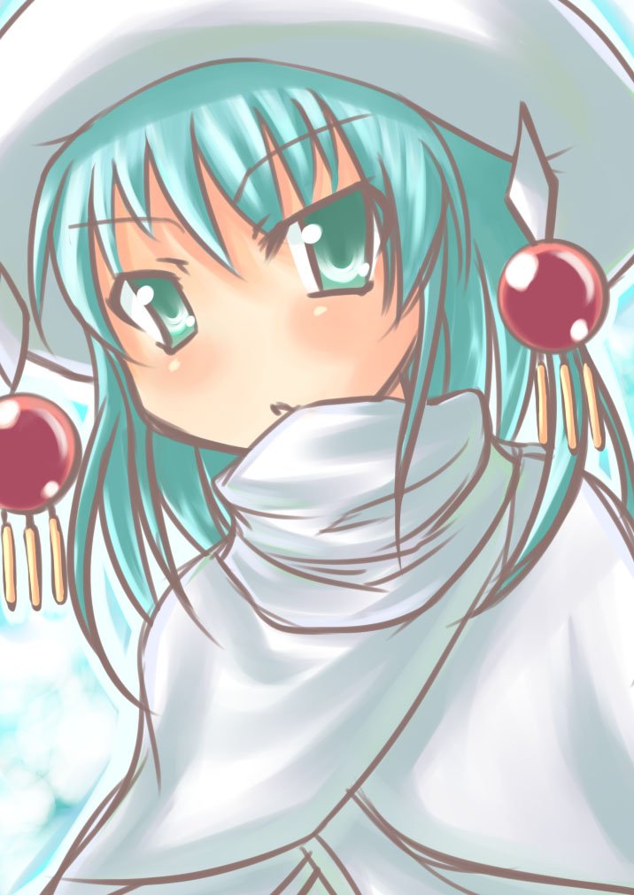 hizuki reiya, hecate (shakugan no shana), shakugan no shana, bad id, bad pixiv id, 00s, 1girl, female focus, green eyes, green hair, hat, matching hair/eyes, solo