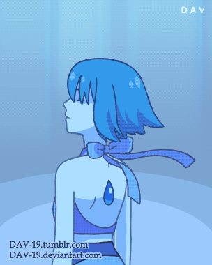 dav-19, lapis lazuli (steven universe), steven universe, animated, animated gif, lowres, 1girl, blue hair, blue skin, bow, closed mouth, colored skin, crop top, gem, homeworld gem uniform, homeworld lapis lazuli uniform, lapis lazuli (gemstone), lapis lazuli (species) (steven universe), lapis lazuli mirror (steven universe), mirror, shirt, short hair, solo