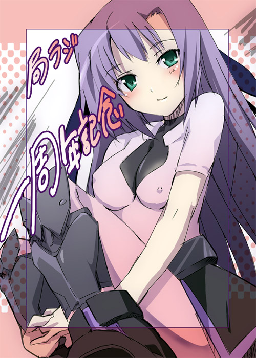 okiura, ginga nakajima, lyrical nanoha, mahou shoujo lyrical nanoha, mahou shoujo lyrical nanoha strikers, 00s, blush, green eyes, long hair, purple hair, solo