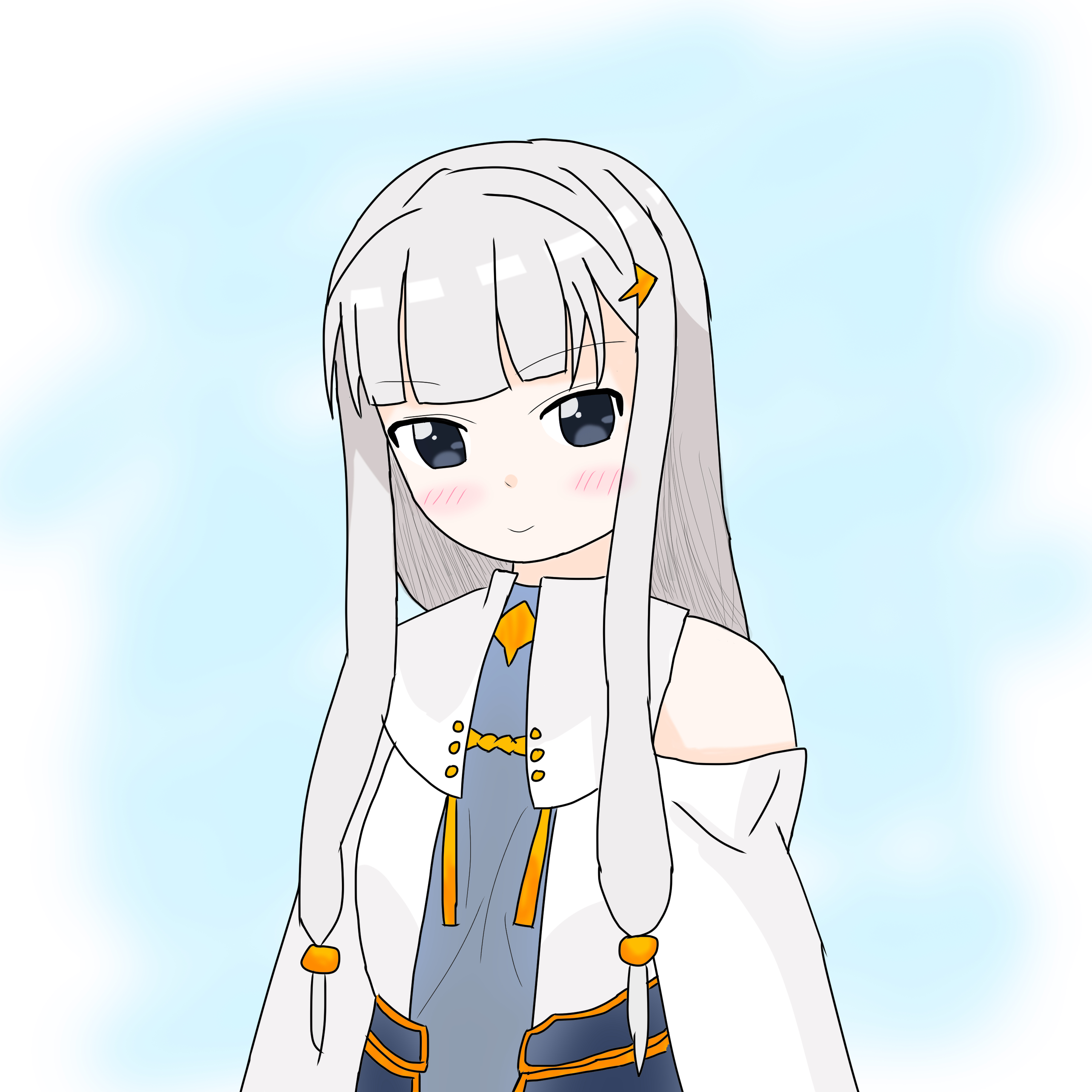 shaman of the mirror (grimms notes), grimms notes, absurdres, highres, 1girl, cafe00qe, grey hair, long hair, looking at viewer, smile, solo, upper body