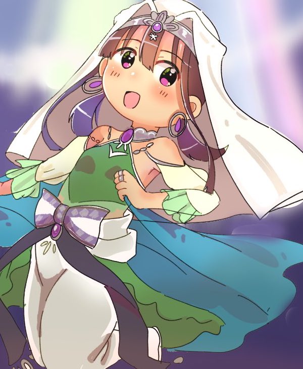 dunyazad (grimms notes), grimms notes, bad id, bad twitter id, 1girl, arabian clothes, brown hair, m o ch1, solo