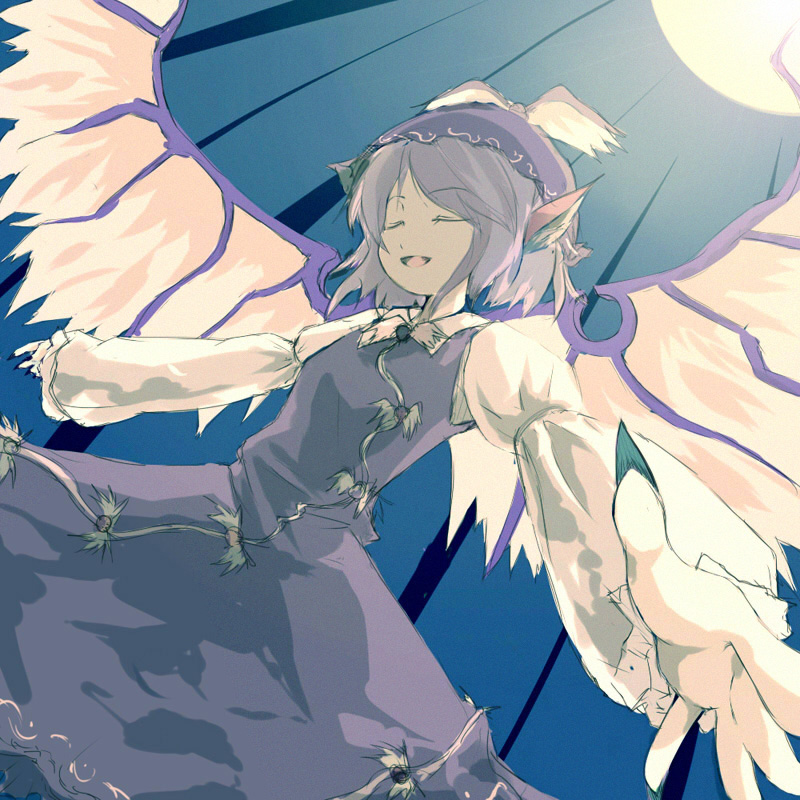 suisai (suisao), mystia lorelei, touhou, 1girl, closed eyes, female focus, hat, music, short hair, singing, sketch, solo, wings