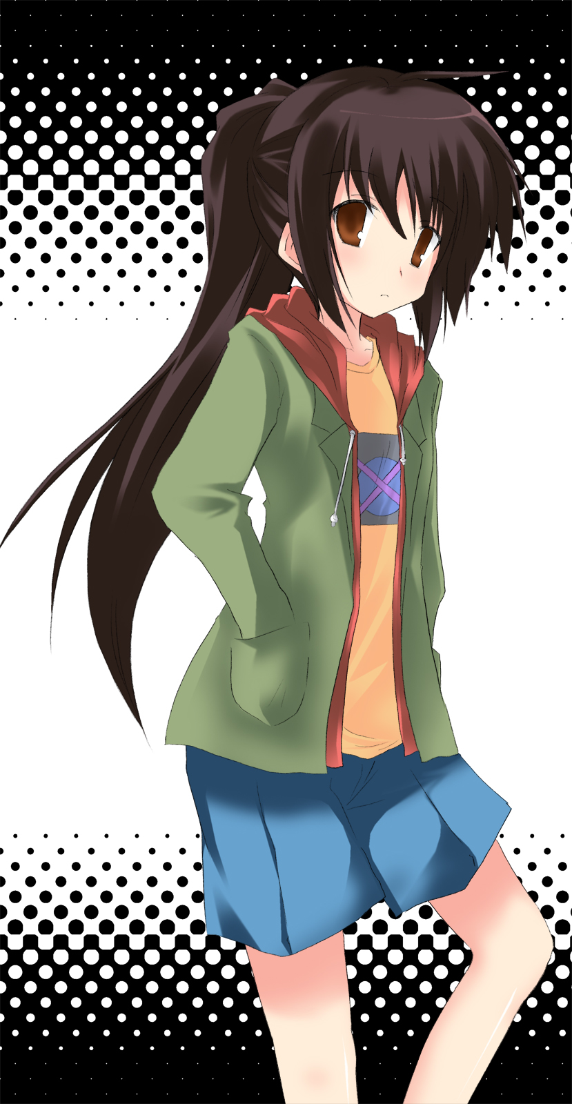 akane souichi, kyonko, suzumiya haruhi no yuuutsu, bad id, bad pixiv id, highres, 00s, 1girl, casual, female focus, genderswap, genderswap (mtf), ponytail, solo