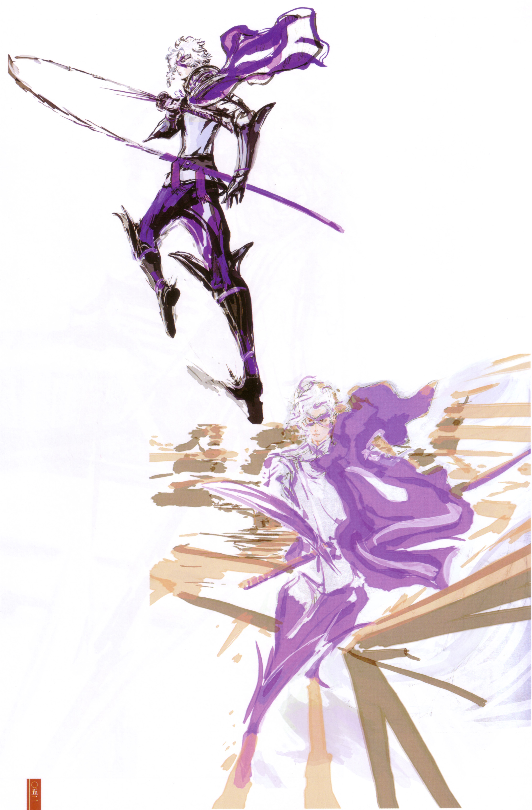 tsuchibayashi makoto, takenaka hanbee (sengoku basara), sengoku basara, absurdres, highres, 00s, cape, male focus, mask, sword, weapon, white hair