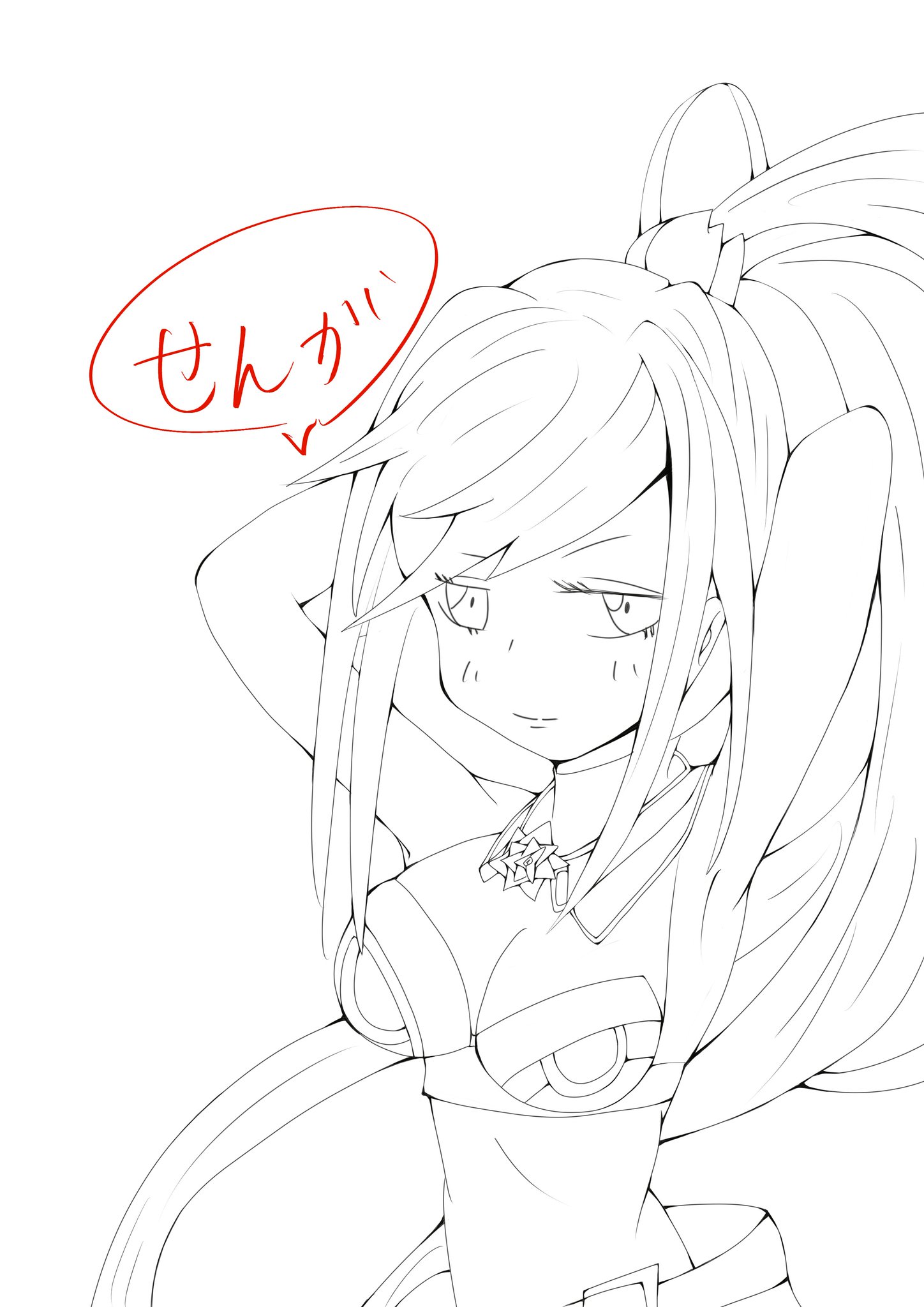 thumbelina (grimms notes), grimms notes, unfinished, 1girl, arms behind head, breasts, kurokiri0511, solo, upper body