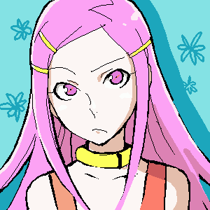 anemone (eureka seven), eureka seven, eureka seven (series), lowres, 00s, 1girl, choker, female focus, hair ornament, hairpin, pink eyes, pink hair, solo