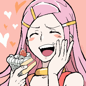 anemone (eureka seven), eureka seven, eureka seven (series), lowres, 00s, 1girl, blush, cake, choker, closed eyes, female focus, food, fruit, hair ornament, hairpin, oekaki, pastry, pink hair, solo, strawberry