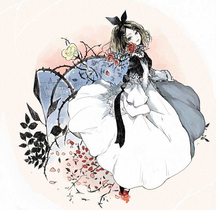 sakana45, kagamine rin, aku no musume (vocaloid), evillious nendaiki, vocaloid, 1girl, dress, female focus, gothic lolita, lolita fashion, solo