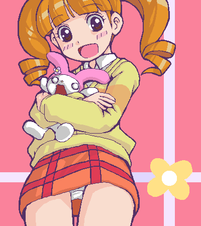 ebi tendon, my melody, yumeno uta, onegai my melody, sanrio, lowres, 00s, oekaki, panties, pantyshot, solo, underwear