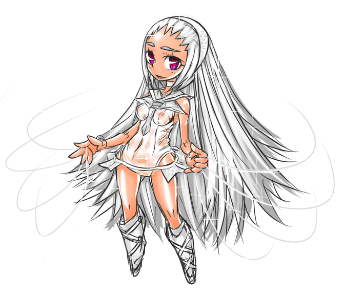 tagane, 1girl, breasts, covered erect nipples, female focus, hairband, one-piece swimsuit, red eyes, see-through clothes, small breasts, solo, swimsuit, white hair