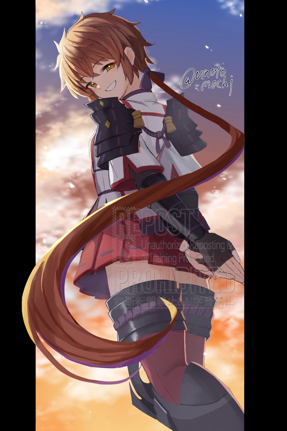 umotomochi, lora (xenoblade), xenoblade chronicles (series), xenoblade chronicles 2, xenoblade chronicles 2: torna – the golden country, highres, 1girl, brown hair, miniskirt, skirt, solo