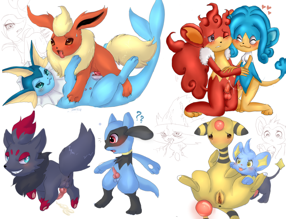 Rule34 – If it exists, there is porn of it / nirvanilla, aipom, ampharos, flareon, mismagius, riolu, shinx, simipour, simisear, snivy, vaporeon, zorua / 67094
