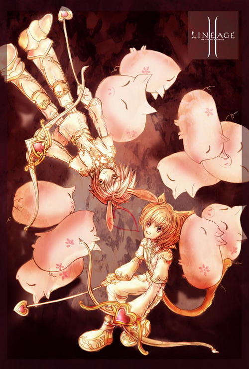 lineage, lineage 2, 2boys, animal ears, cat, cat ears, dark elf, elf, multiple boys, pointy ears, rabbit ears