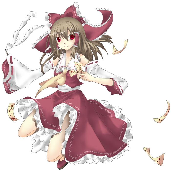 uri (naduki), uri (uri22twi), hakurei reimu, touhou, bad id, bad pixiv id, 1girl, female focus, gohei, japanese clothes, miko, ribbon, solo