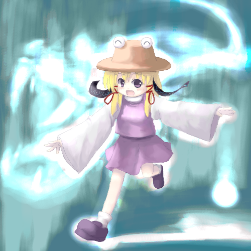 tsubasa (abchipika), moriya suwako, touhou, lowres, 1girl, female focus, full body, hat, solo
