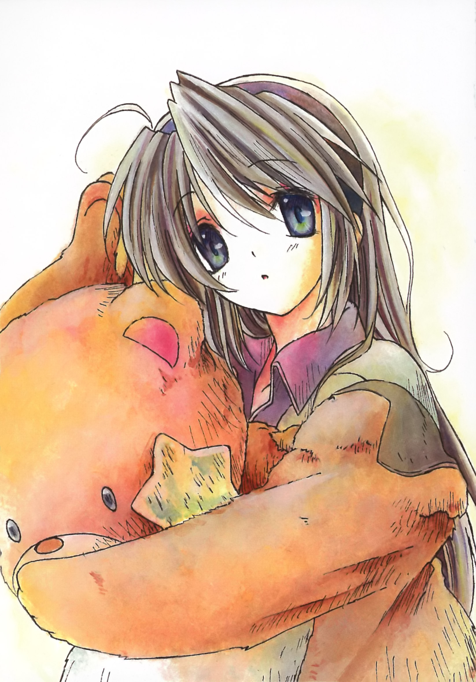 sakagami tomoyo, clannad, highres, scan, 00s, 1girl, female focus, solo