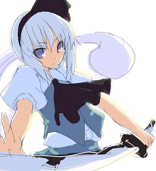 kaneru, konpaku youmu, konpaku youmu (ghost), touhou, 1girl, female focus, ghost, hitodama, katana, oekaki, sketch, solo, sword, weapon