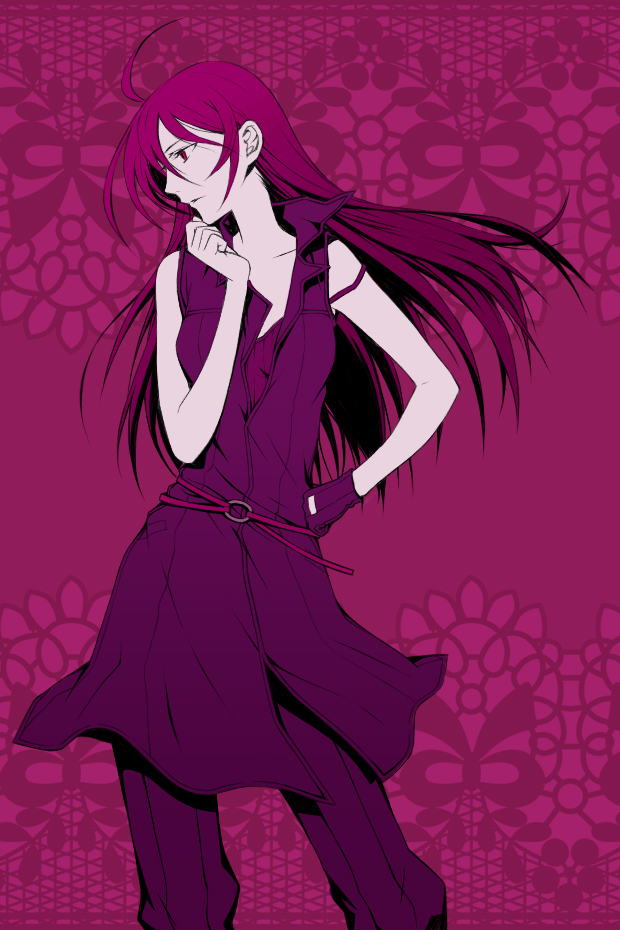 chimachi, bad id, bad pixiv id, tagme, ahoge, gloves, long hair, red eyes, solo