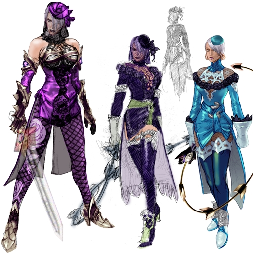 isabella valentine, soul calibur, soulcalibur, soulcalibur iii, concept art, official art, 1girl, alternate costume, armor, breasts, cleavage, earrings, fishnets, gauntlets, gloves, hair over one eye, hat, high heels, jewelry, large breasts, legs, long legs, shoes, short hair, sketch, sword, thighhighs, thighs, veil, weapon, whip, whip sword, white hair