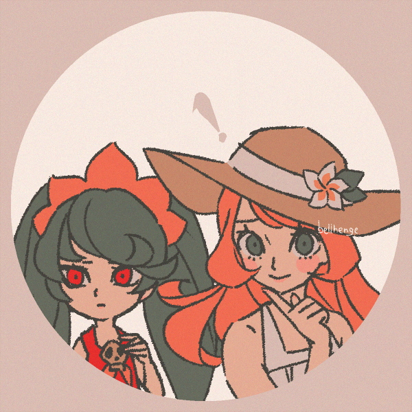 bellhenge, ashley (warioware), mona (warioware), nintendo, warioware, warioware: move it!, black hair, dress, hairband, long hair, looking at viewer, neckerchief, orange hair, orange hairband, red dress, red eyes, simple background, twintails, very long hair