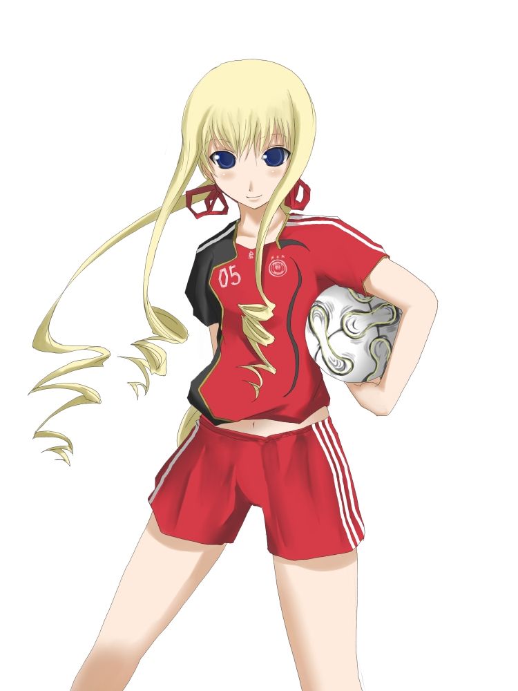 chemical-x, shinku, 2006 fifa world cup, rozen maiden, world cup, 00s, aged up, ball, blonde hair, blue eyes, clothes writing, drill hair, germany, soccer, soccer ball, sportswear, teamgeist