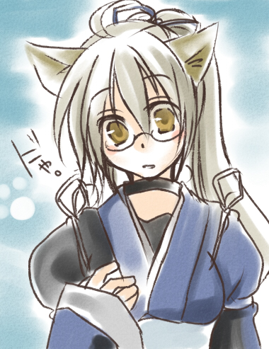 manose, morichika rinnosuke, touhou, gender request, lowres, 1girl, animal ears, cat ears, cat girl, female focus, genderswap, glasses, japanese clothes, solo