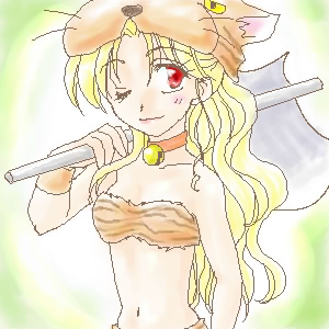 berserker (class), berserker (final fantasy), heracles (fate), rosa farrell, warrior (final fantasy), fate (series), final fantasy, final fantasy iv, lowres, 1990s (style), 1girl, axe, bandeau, class change, female focus, neck bell, oekaki, retro artstyle, solo, warrior, weapon
