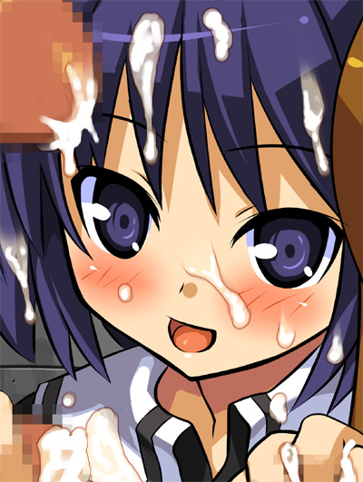 kagura mizuki, original, 1girl, blush, censored, cum, cum on body, happy, solo focus