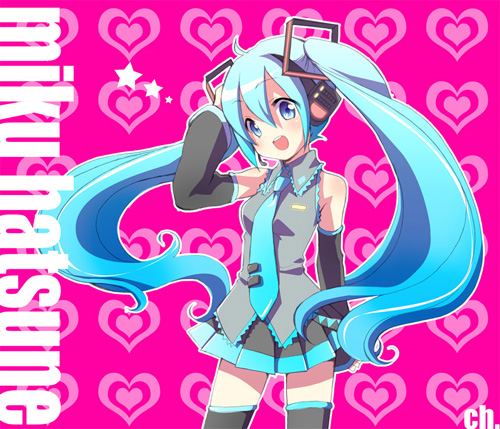 choco (moyasi), choko (moyasi), hatsune miku, vocaloid, lowres, 1girl, aqua hair, female focus, solo, twintails