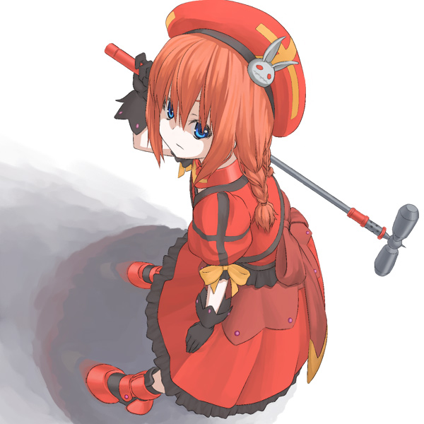 reki (tiny fin), graf eisen, vita (nanoha), lyrical nanoha, mahou shoujo lyrical nanoha, mahou shoujo lyrical nanoha a's, 00s, blue eyes, braid, dress, gloves, hat, long hair, red hair, solo