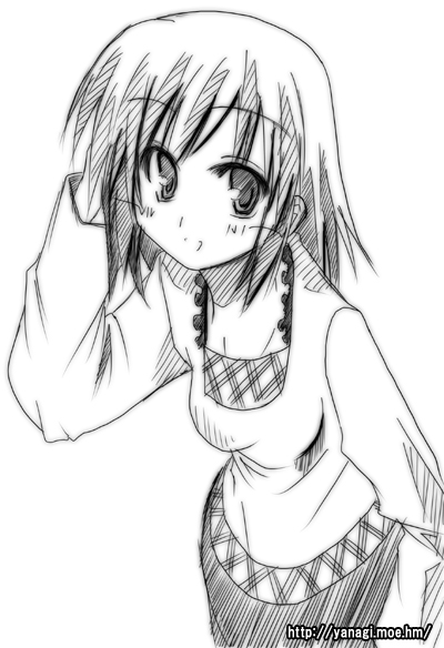 ryuuryuu, sasaki, sasaki (suzumiya haruhi), suzumiya haruhi no yuuutsu, 00s, 1girl, adjusting hair, female focus, greyscale, monochrome, solo