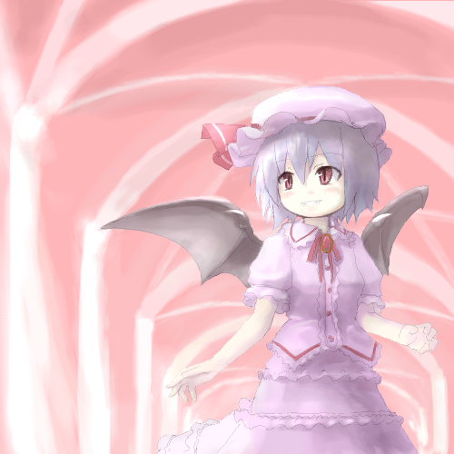 tsubasa (abchipika), remilia scarlet, touhou, lowres, 1girl, bat wings, female focus, solo, wings