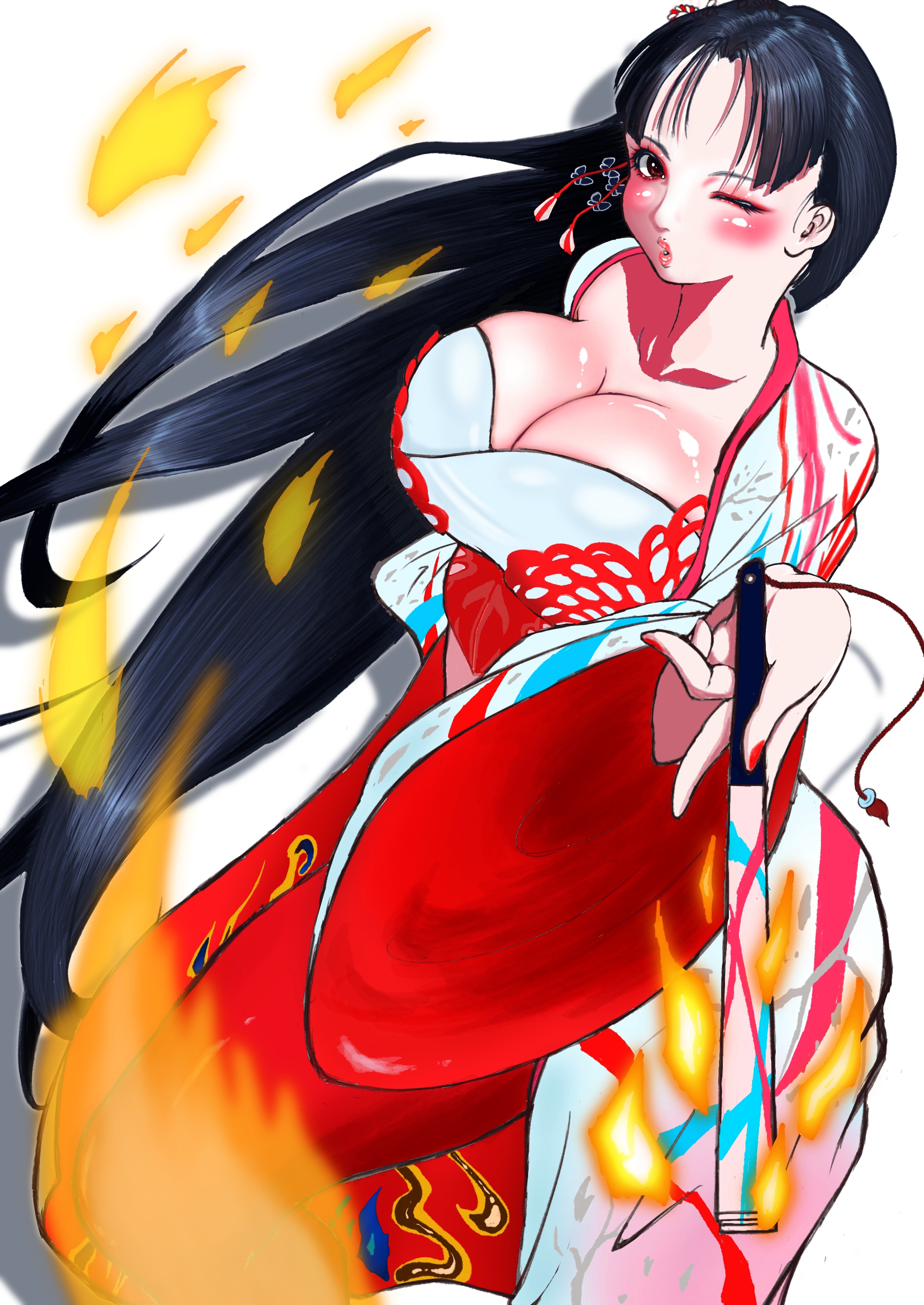 shiranui mai, fatal fury, street fighter, street fighter 6, 1girl, breasts, large breasts, long hair
