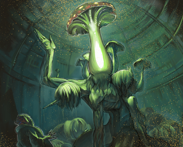 ishibashi yosuke, fungus, giant, horns, monster, mushroom