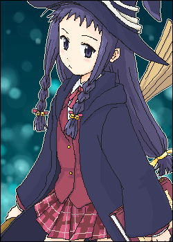 teramoto kei, ayase yue, mahou sensei negima!, lowres, 00s, cloak, oekaki, pactio, plaid clothes, plaid skirt, school uniform, serafuku, skirt, solo, witch