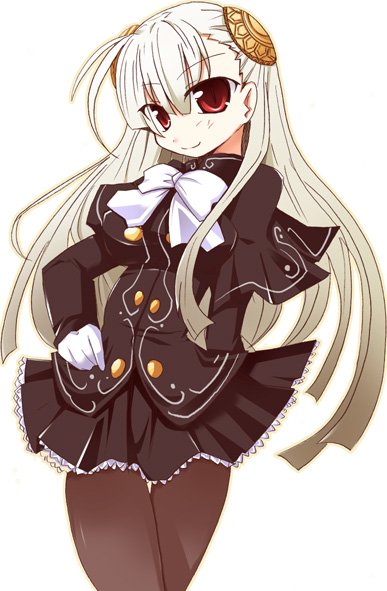 shirogane (platinum), ingrid (capcom), capcom, capcom fighting jam, albino, hairpods, long hair, pantyhose, red eyes, solo, white hair