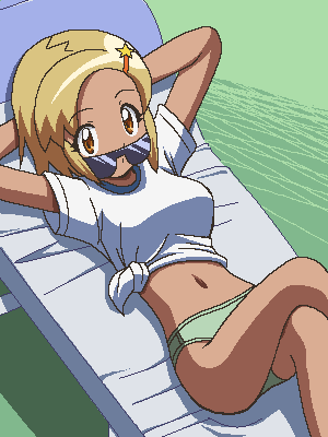 awa, angol mois, keroro gunsou, lowres, tagme, dark-skinned female, dark skin, jaggy lines, oekaki, solo, sunglasses