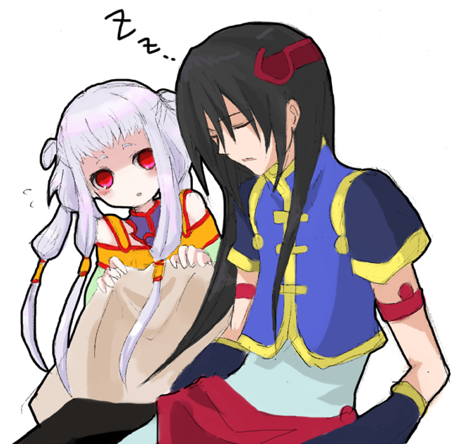 li xingke, tianzi, code geass, 00s, albino, chinese clothes, red eyes, tangzhuang, white hair