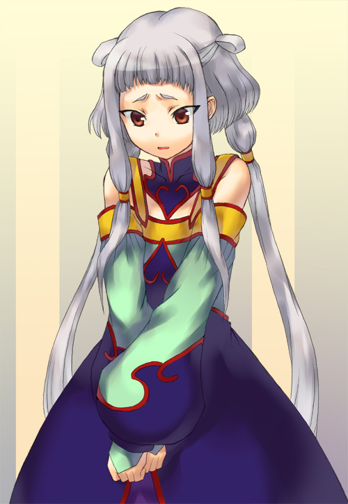 shouhei, tianzi, code geass, 00s, albino, child, dress, flat chest, gloves, long hair, red eyes, solo, tears, twintails, white hair