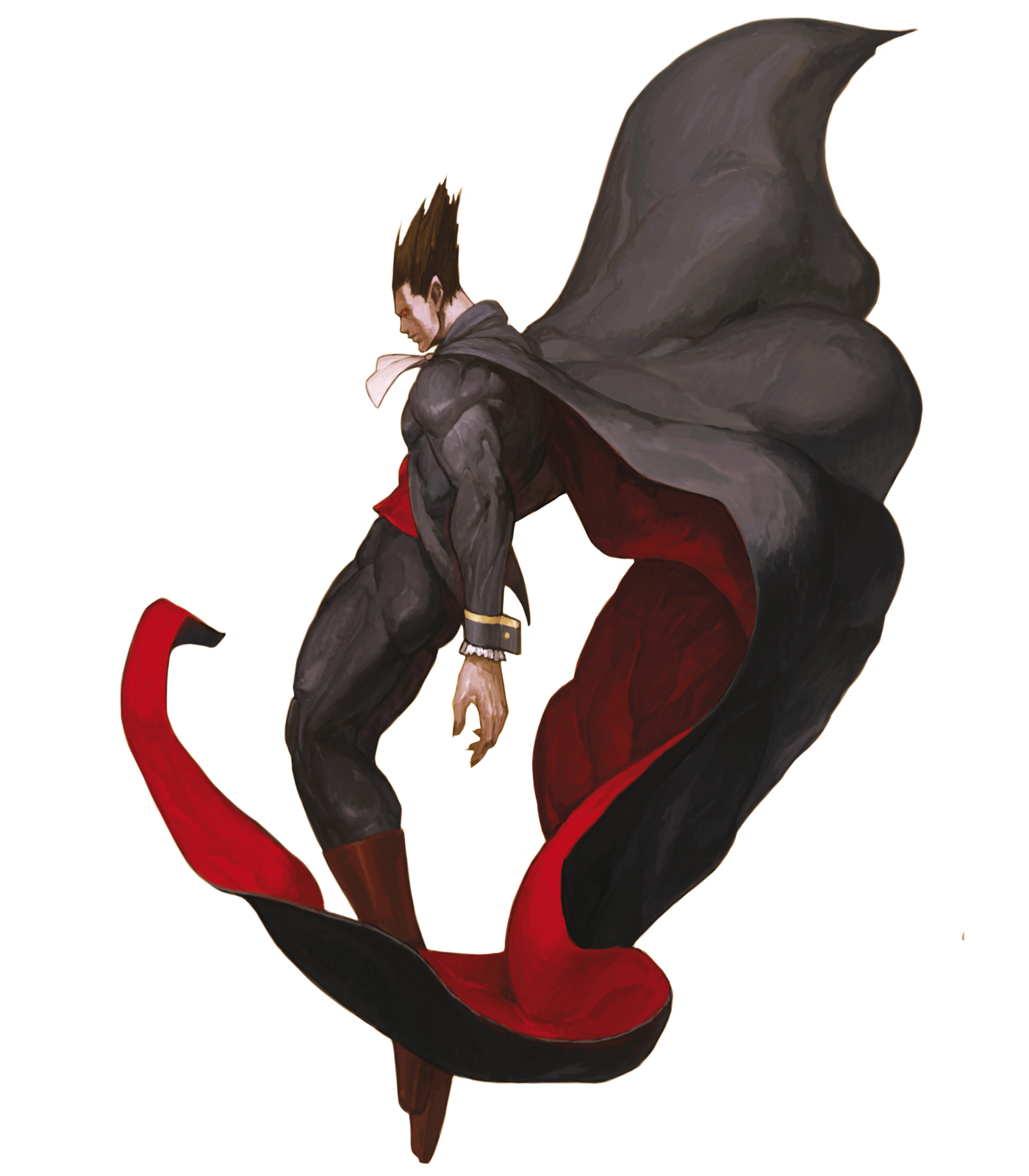 nona, demitri maximoff, capcom, darkstalkers, svc chaos, highres, official art, 1boy, cape, male focus, solo, spiked hair, vampire